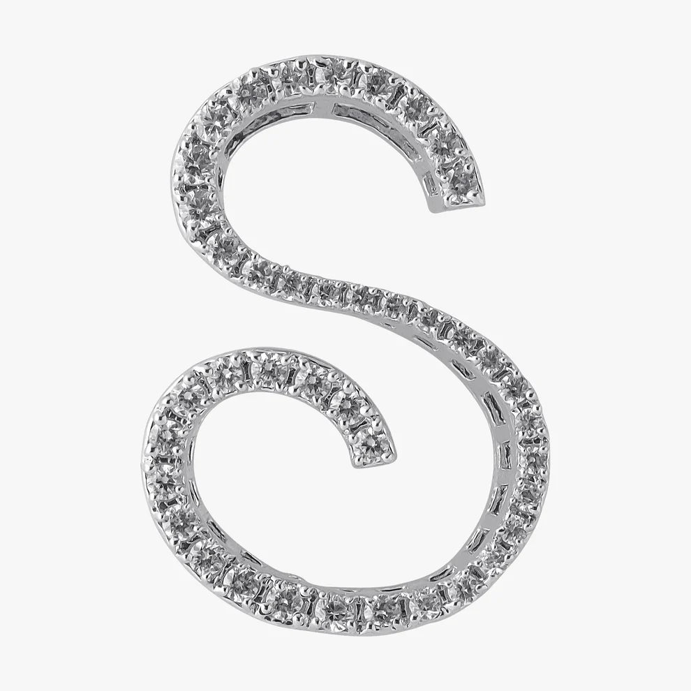 “S” Initial Pendant Necklace with CZ Stones – Sterling Silver Finish