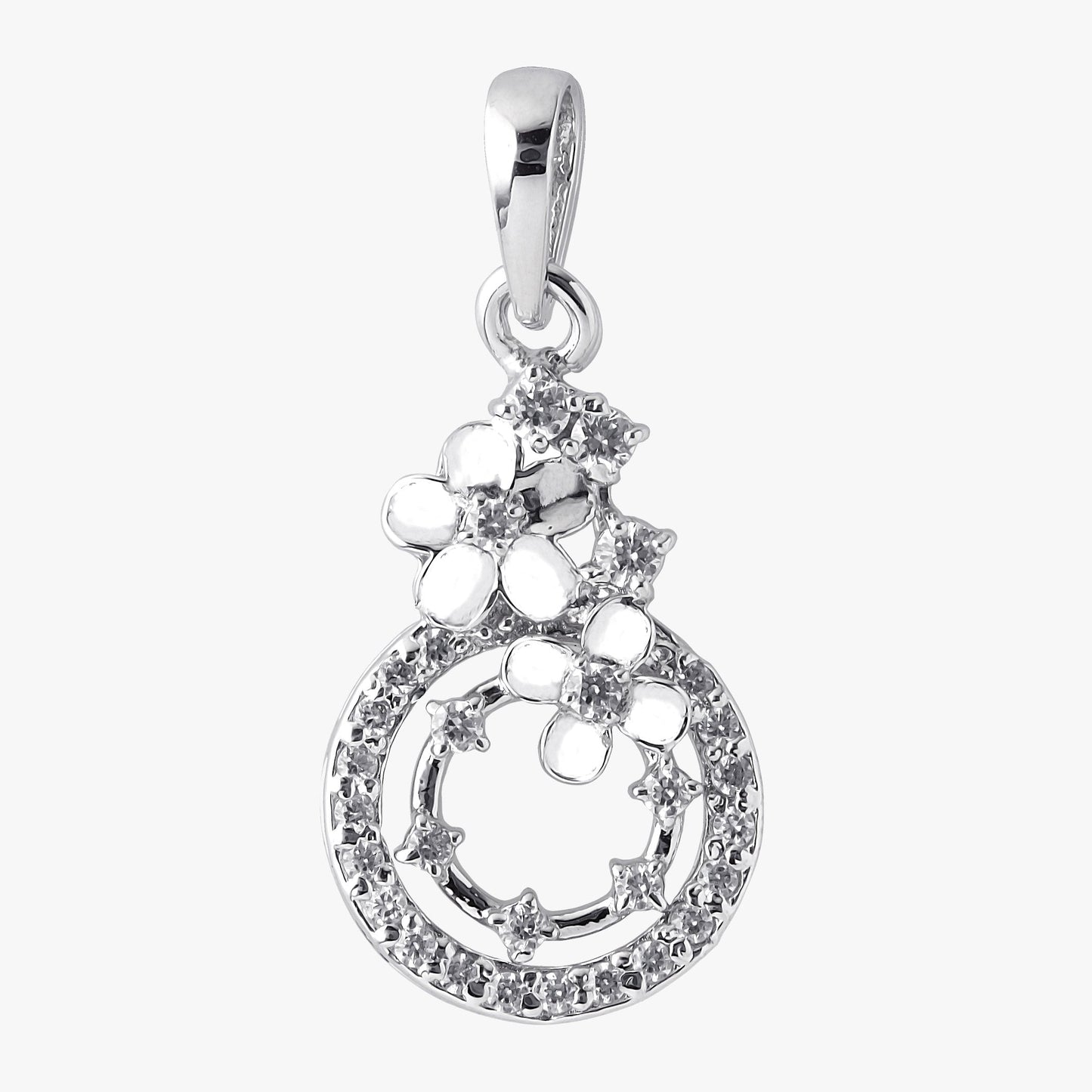 Sterling Silver Elegant Flower Shape Pendant & Chain