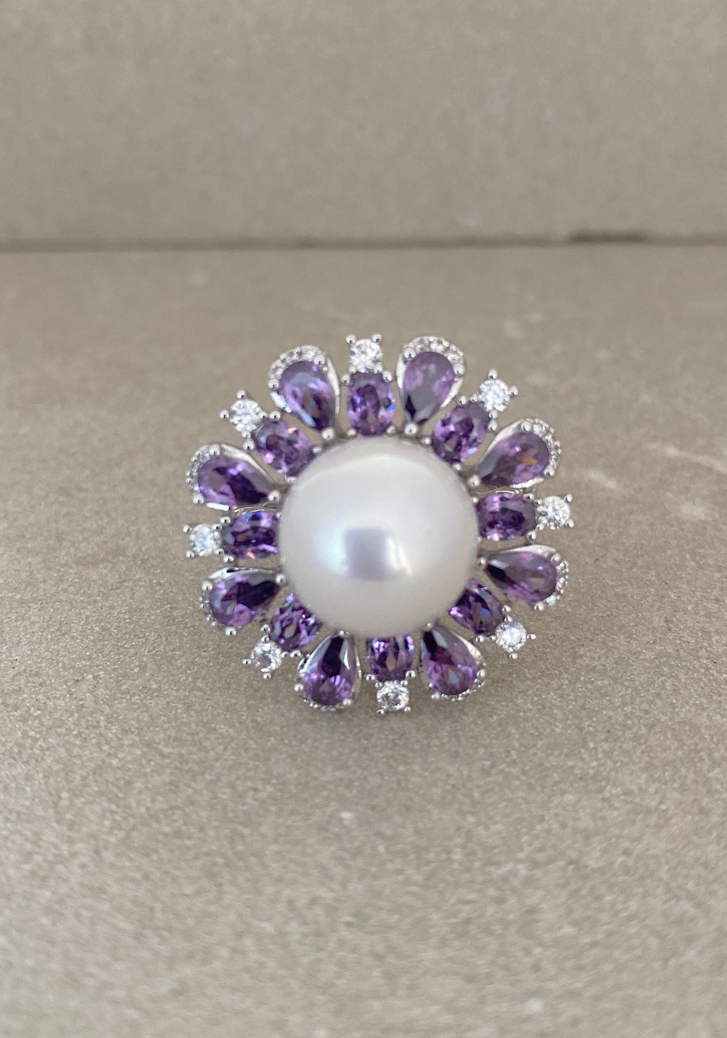 Bloom Pop Silver Alloy Ring | CZ & Semi-Precious Stones for Women