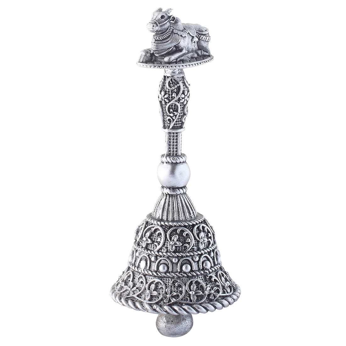 Silver Pooja Bell Ghanti for Mandir Pooja (Nandi Figure)