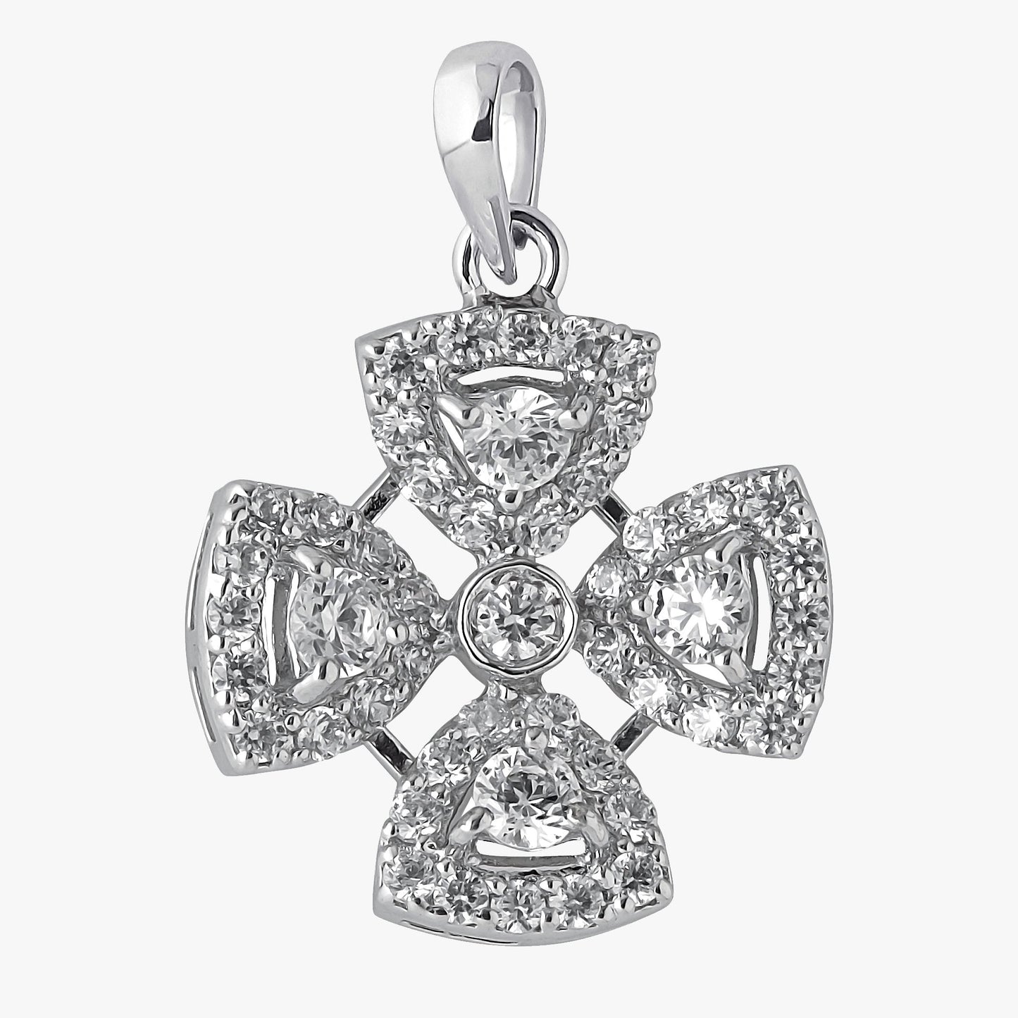 Sterling Silver Four Triangle Shape Pendant & Chain