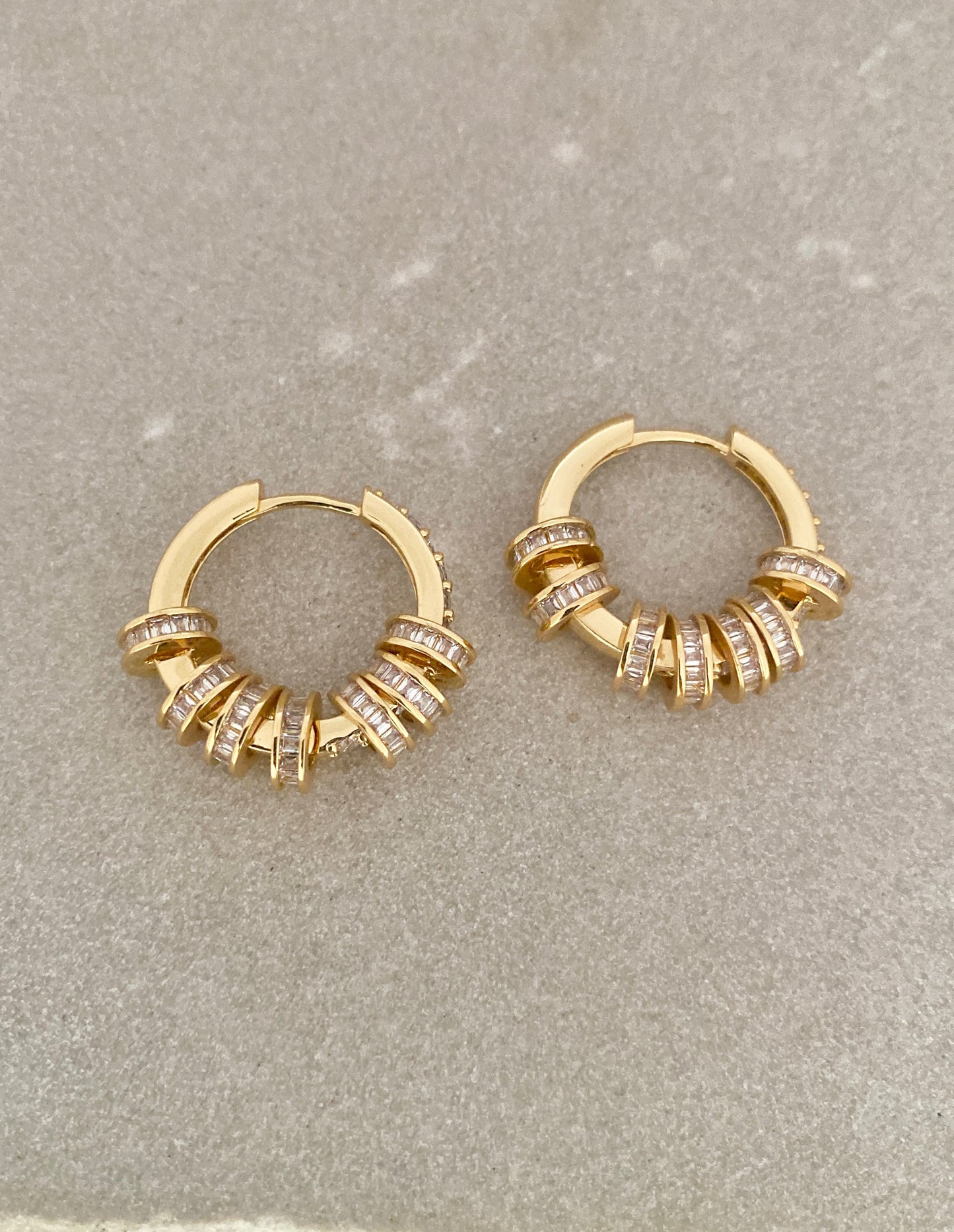 Glide Silver Alloy Hoop Earrings with CZ & Semi-Precious Stones