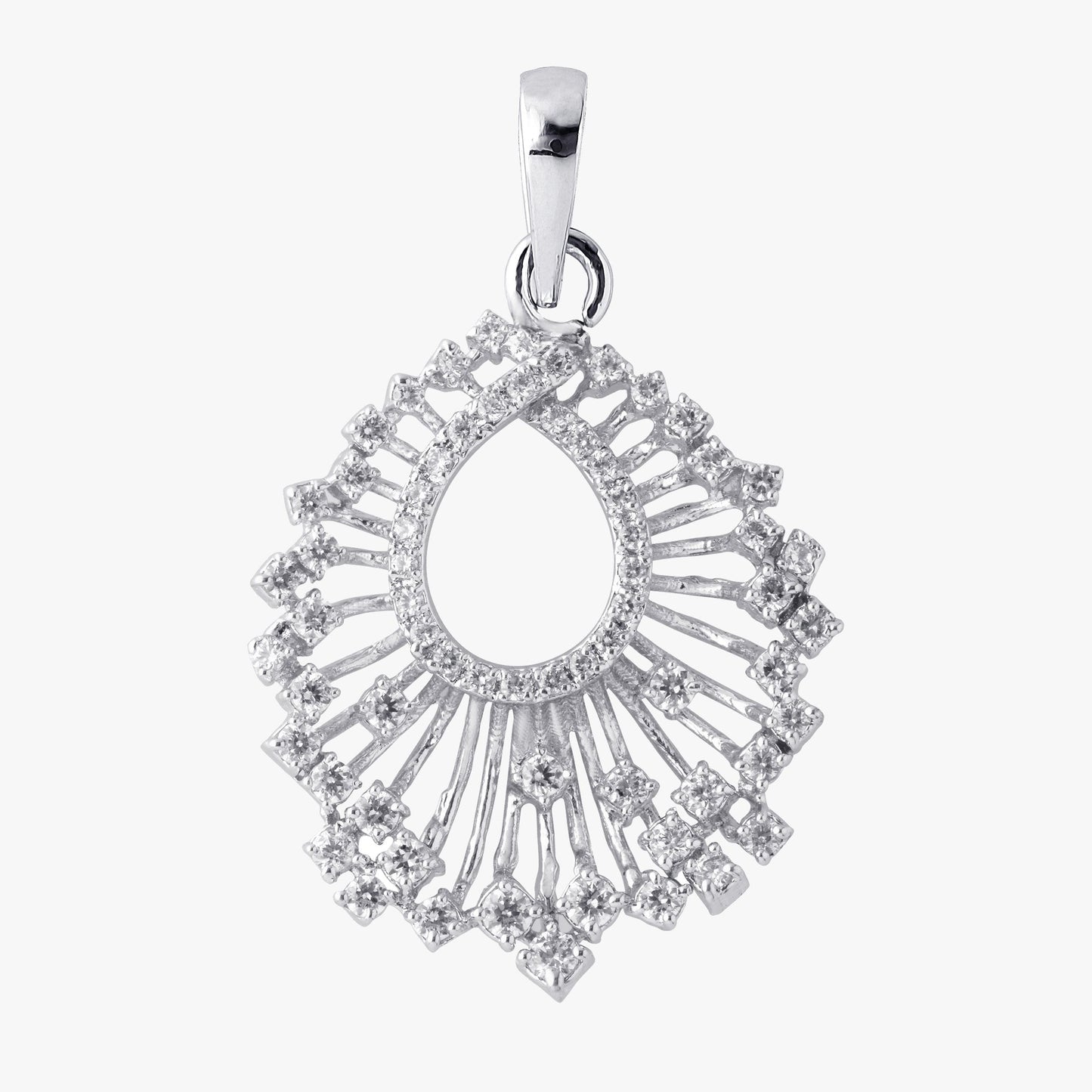 Sterling Silver Drop Petal Shape Pendant & Chain