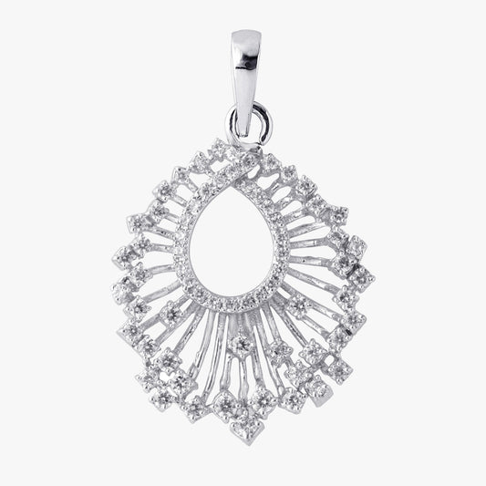 Sterling Silver Drop Petal Shape Pendant & Chain