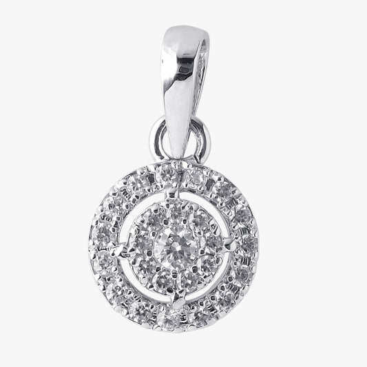 Sterling Silver 2 Round Halo Shape Pendant & Chain