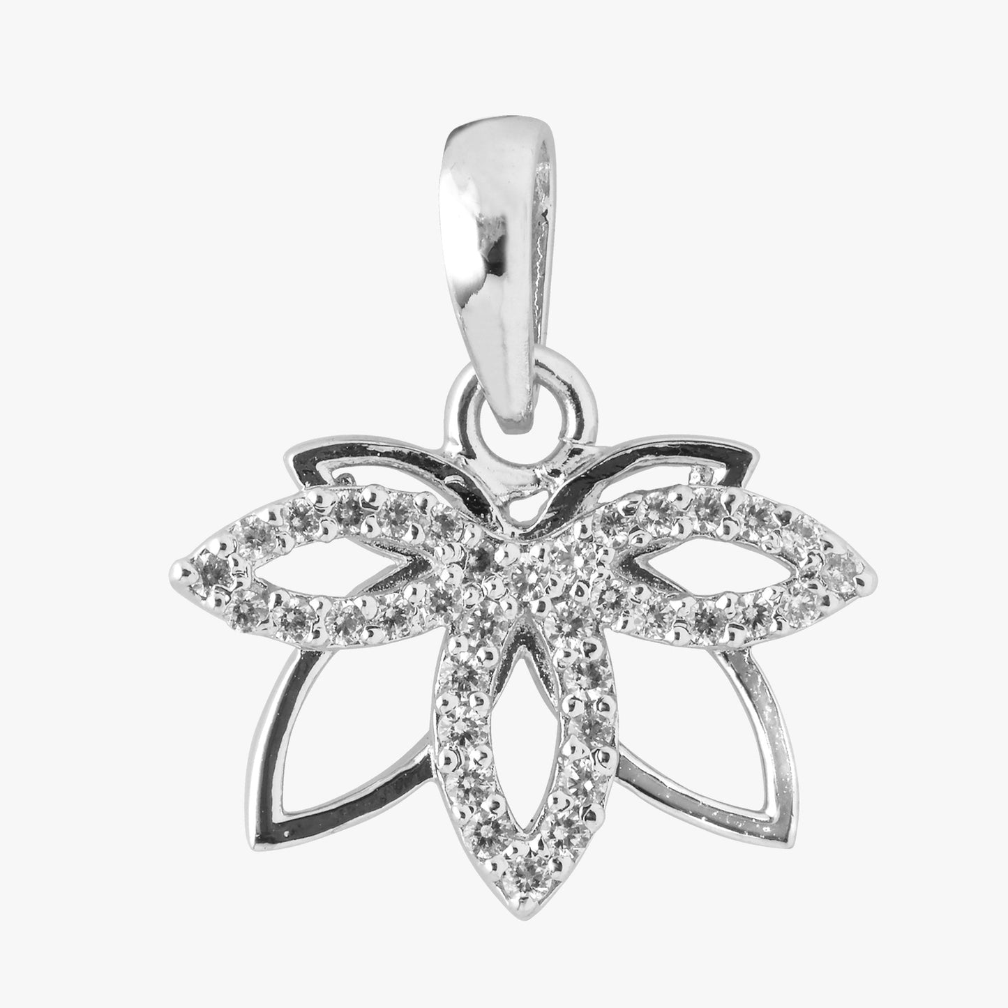Sterling Silver Lotus Shaped Pendant & Chain