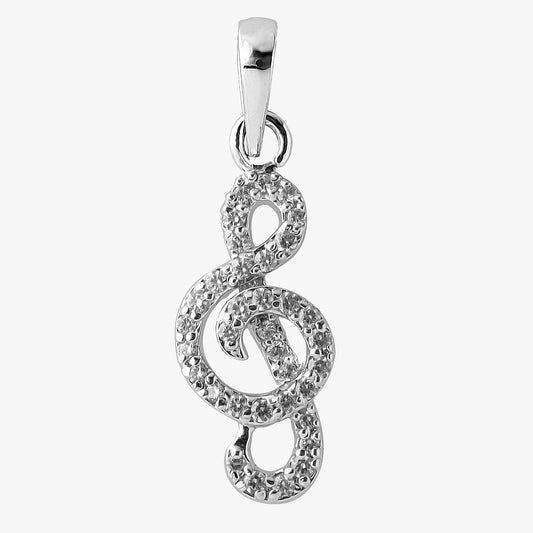 Sterling Silver Music Note Shape Pendant & Chain