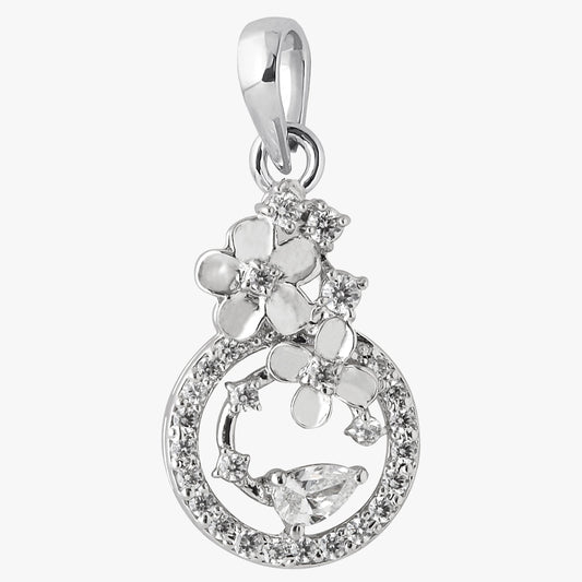Sterling Silver Elegant Flower Shape Pendant & Chain
