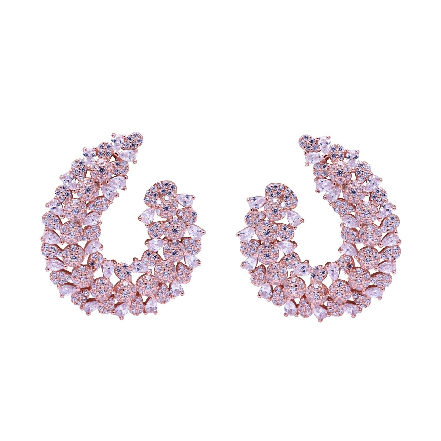 LustreCo 92.5 Pure Silver Earrings Invisible Paisley Shape CZ Rose Gold Earrings For Women & Girls