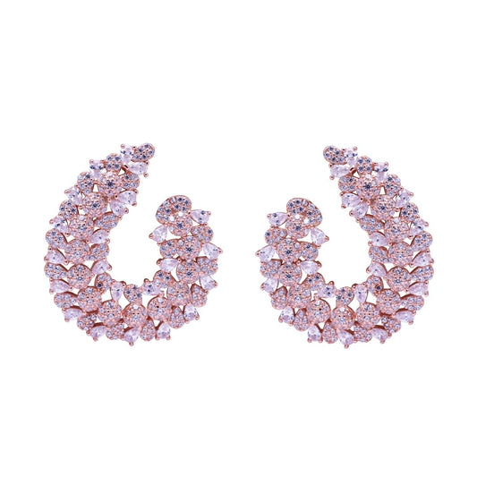 LustreCo 92.5 Pure Silver Earrings Invisible Paisley Shape CZ Rose Gold Earrings For Women & Girls