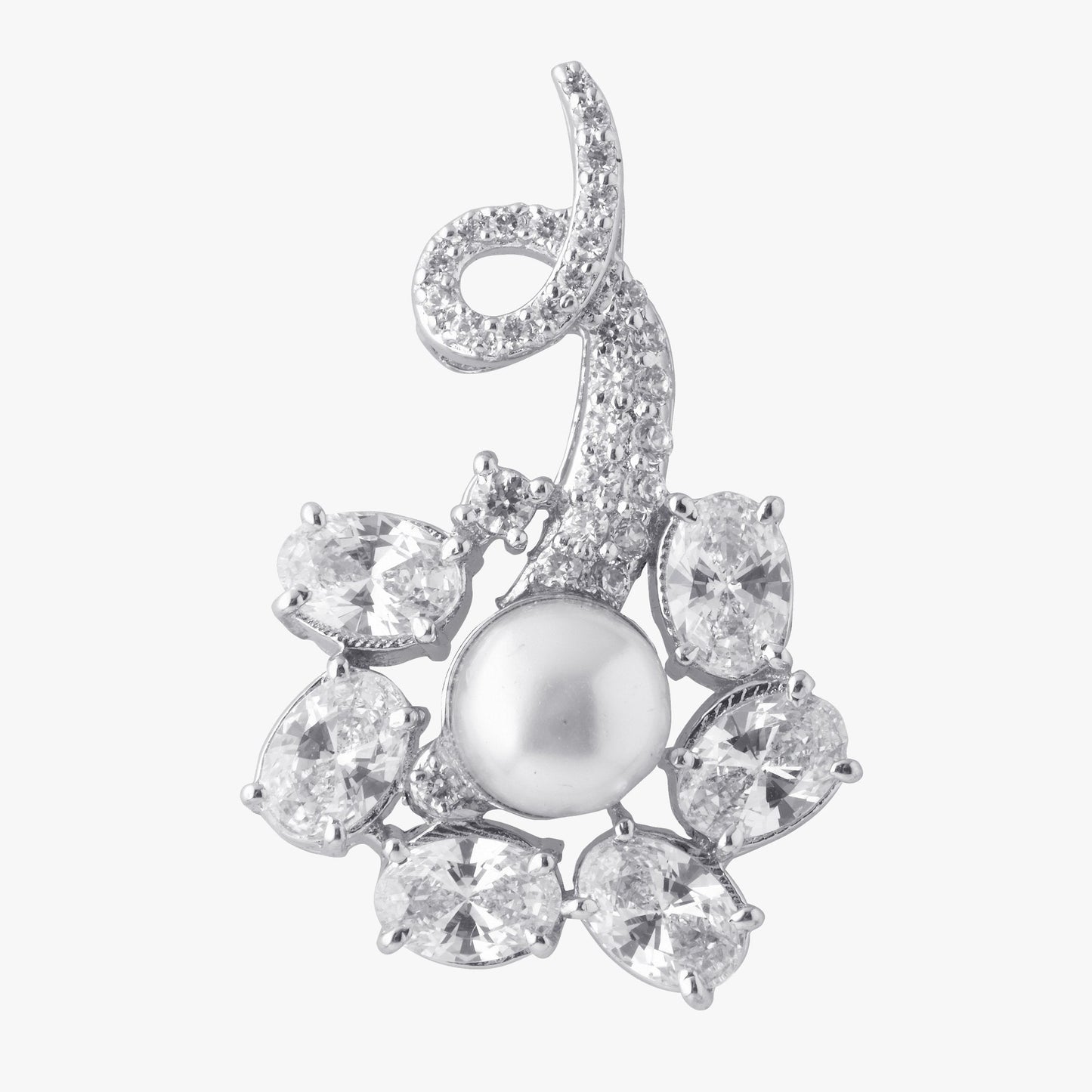 Sterling Silver Pearl Pendant Flower Shape & Chain