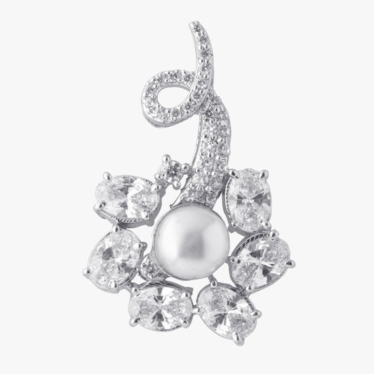 Sterling Silver Pearl Pendant Flower Shape & Chain