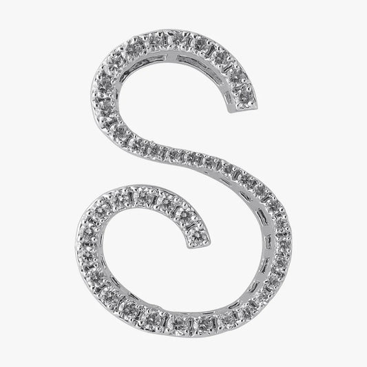 “S” Initial Pendant Necklace with CZ Stones – Sterling Silver Finish