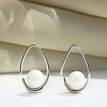 Elegant Pearl Dangle Earrings in 925 Sterling Silver for Women
