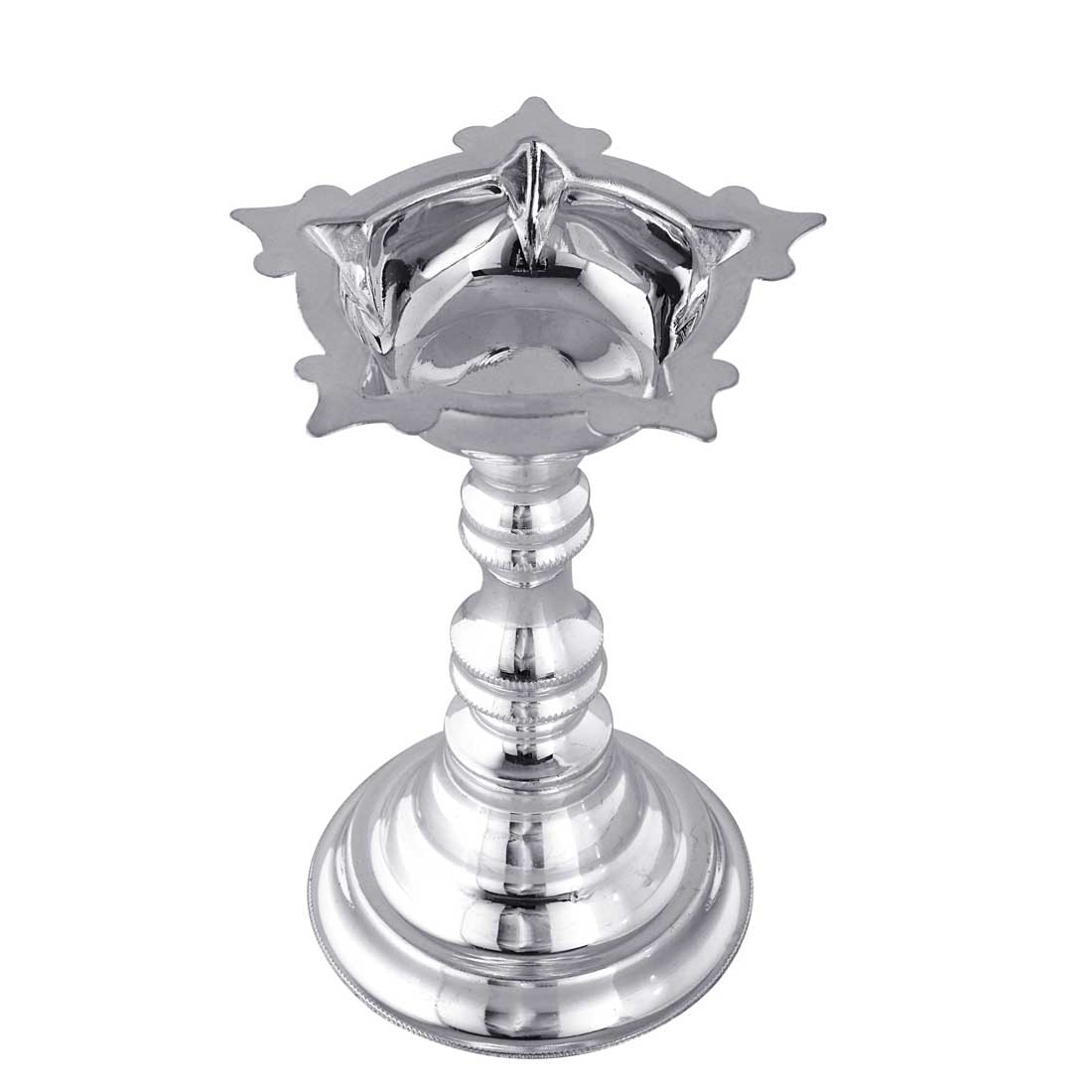 Silver Traditional Samai Diya with 5 Wicks Holder