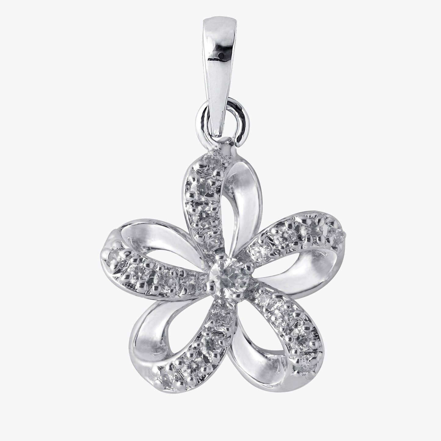 Sterling Silver Spiral Flower Shape Pendant & Chain