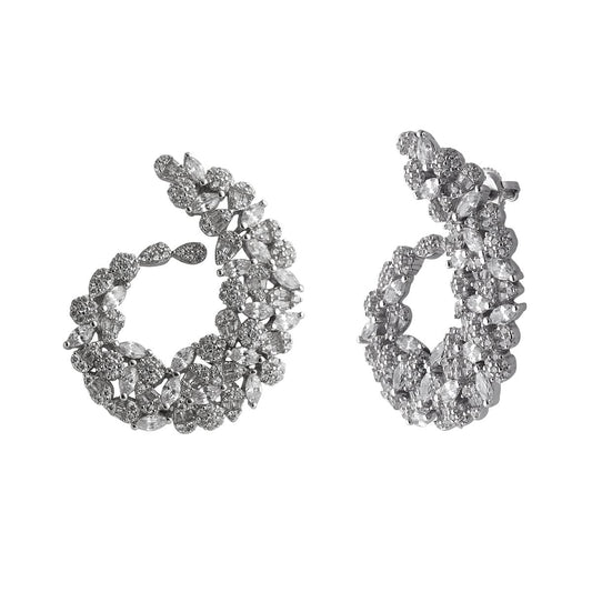 LustreCo 92.5 Pure Silver Earrings Paisley shape assorted Pear Round CZ White Gold Color Earrings For Women & Girls