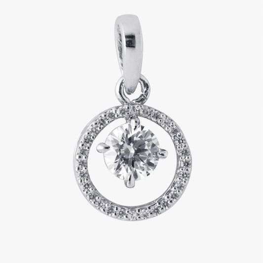 Sterling Silver Round Halo shaped Pendant & Chain
