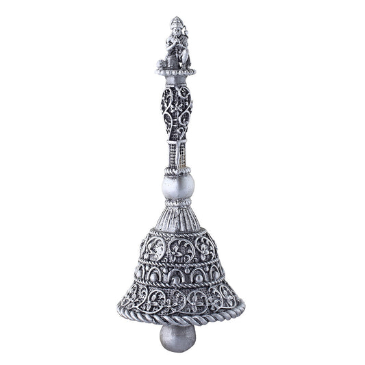 Silver Pooja Hand Bell  for Mandir Pooja (Carving Hanuman Figure)