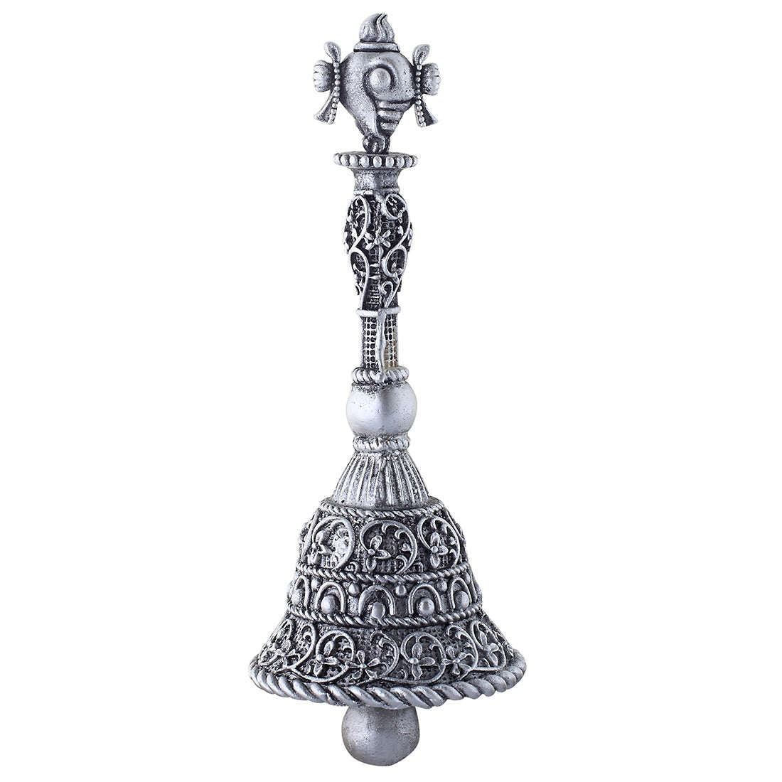 Silver Pooja Bell for Mandir (Shanka & Sudarshana Chakra)