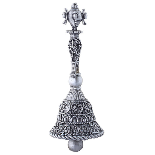 Silver Pooja Bell for Mandir (Shanka & Sudarshana Chakra)
