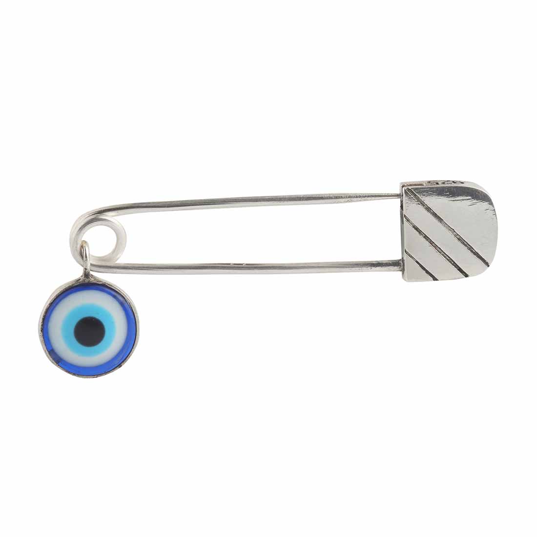 Protective Evil Eye Brooch Pin in BIS Hallmarked 925 Silver