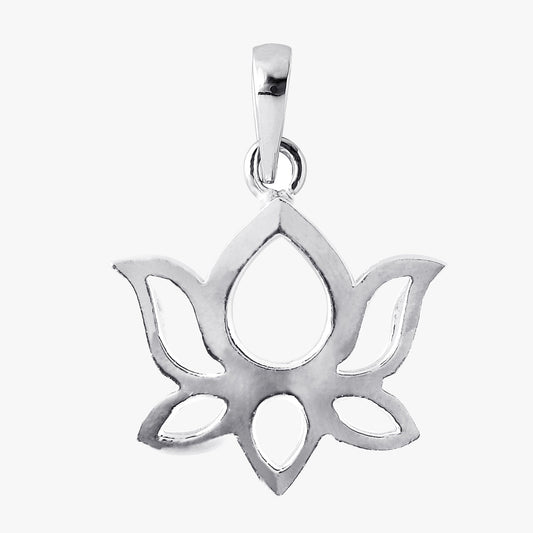 Sterling Silver Lotus Shape maat finished Pendant and Chain
