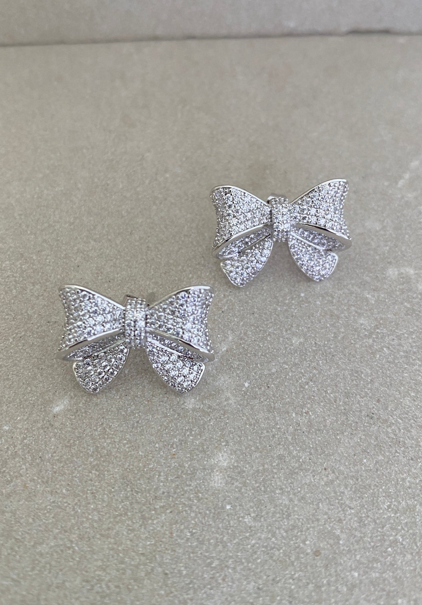 Chic Bowette Stud Earrings | Silver Alloy, CZ & Semi-Precious Stones