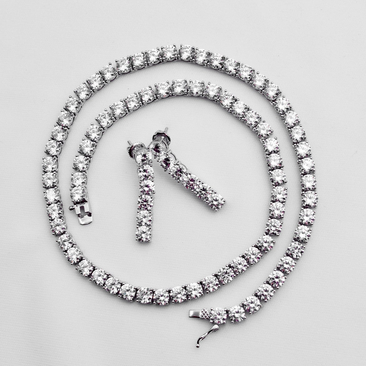 LustreCo 92.5 Sterling Silver Rhodium Jewel Set In White Gold For Women, Girls