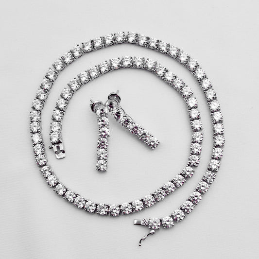 LustreCo 92.5 Sterling Silver Rhodium Jewel Set In White Gold For Women, Girls