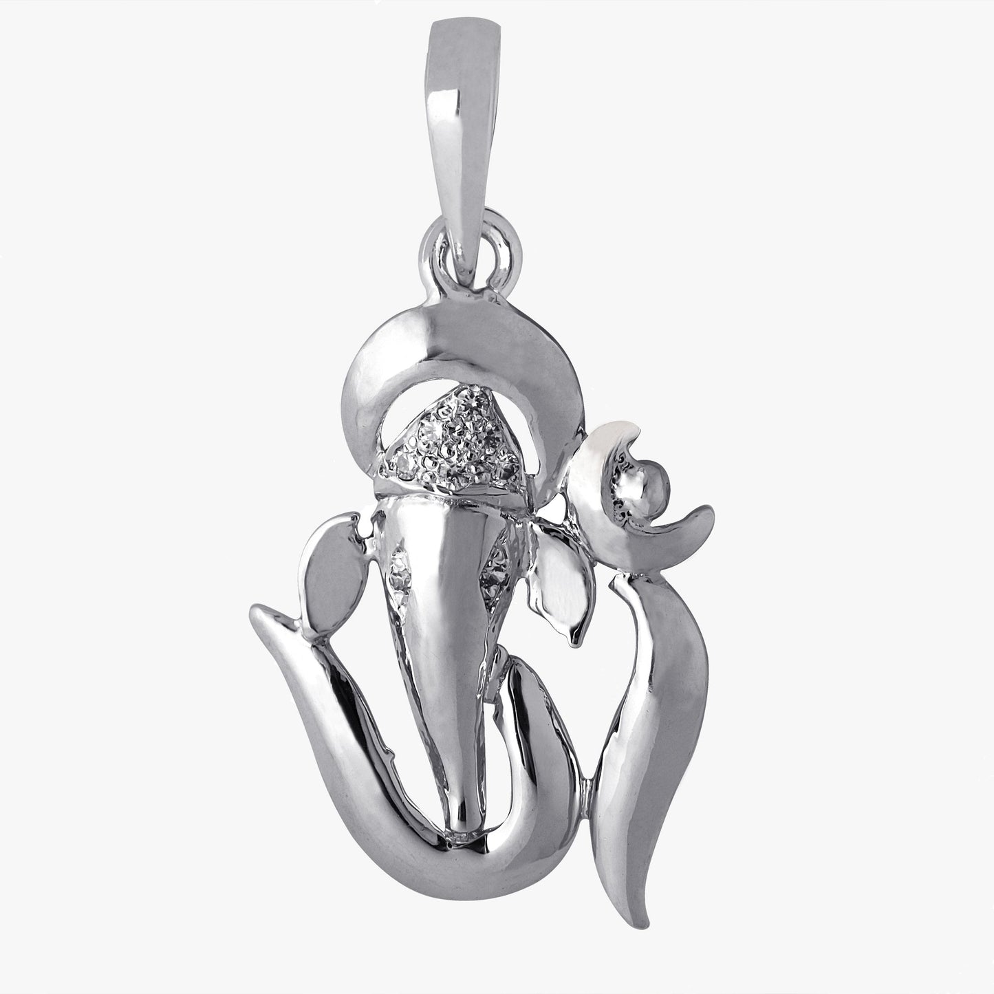 Sterling Silver Om Ganesh Shape Pendant & Chain