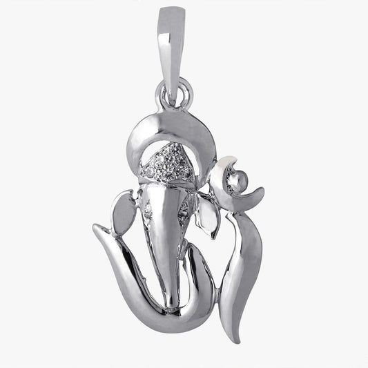 Sterling Silver Om Ganesh Shape Pendant & Chain