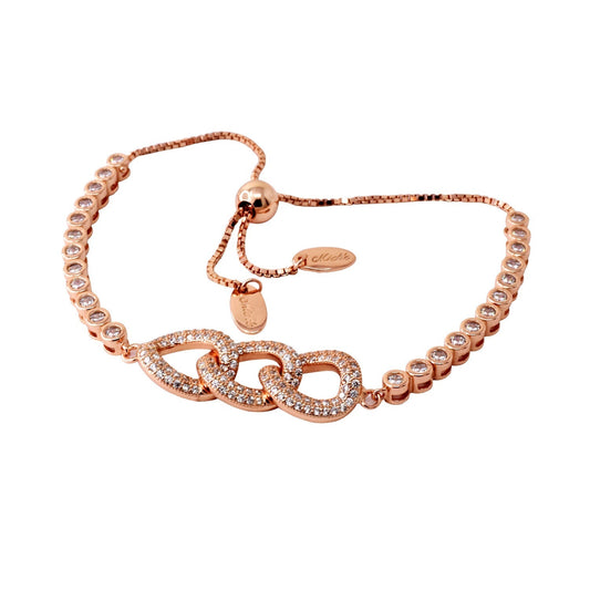 LustreCo 92.5 Silver Bracelet Italian CZ In Rose Gold For Women, Girls