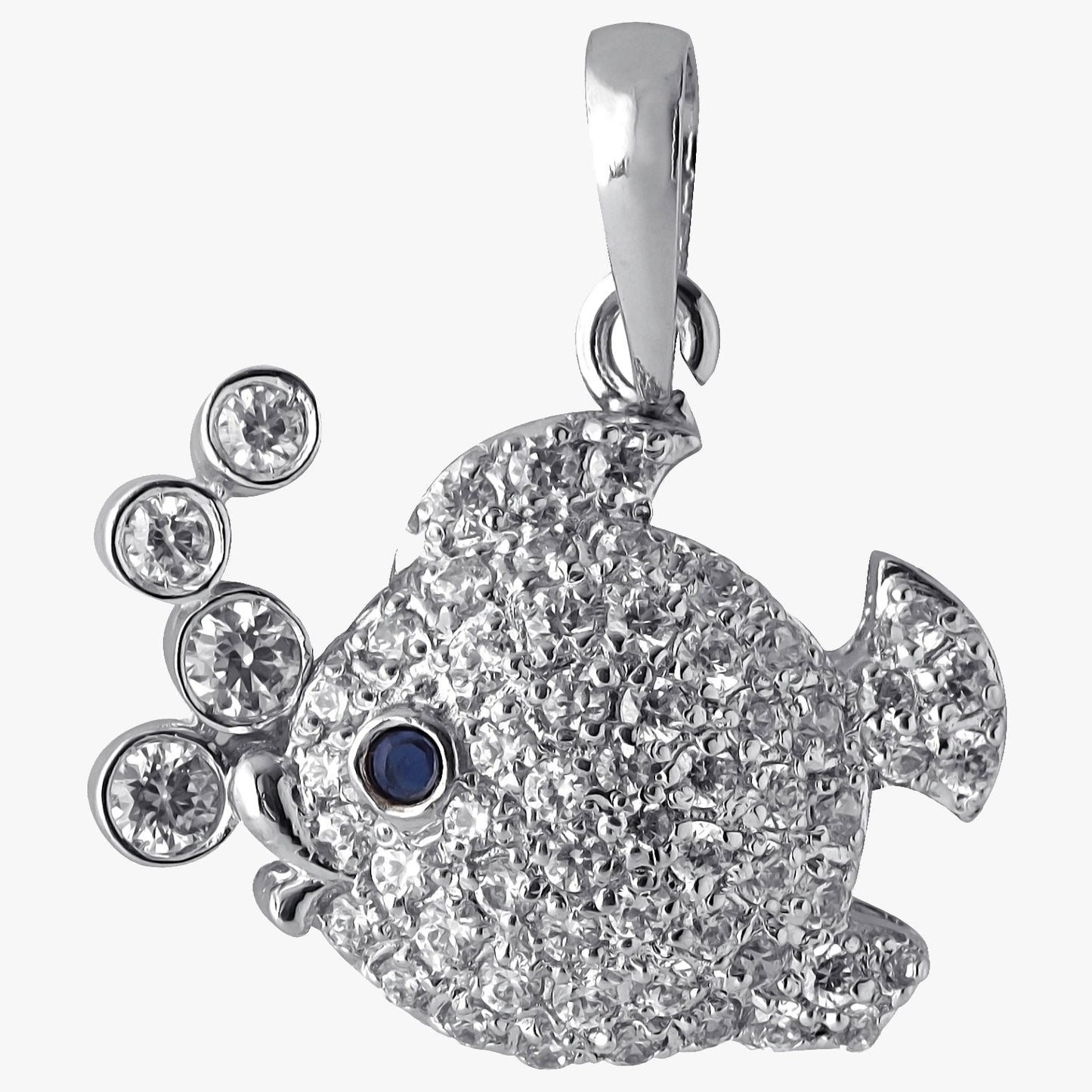 Sterling Silver Bubble Fish Shape Pendant & Chain