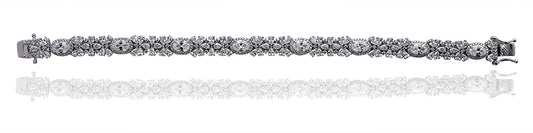 LustreCo 92.5 Silver Tennis Invisible Setting Oval Pear Round CZ In White Gold Color Plated For Women & Girls