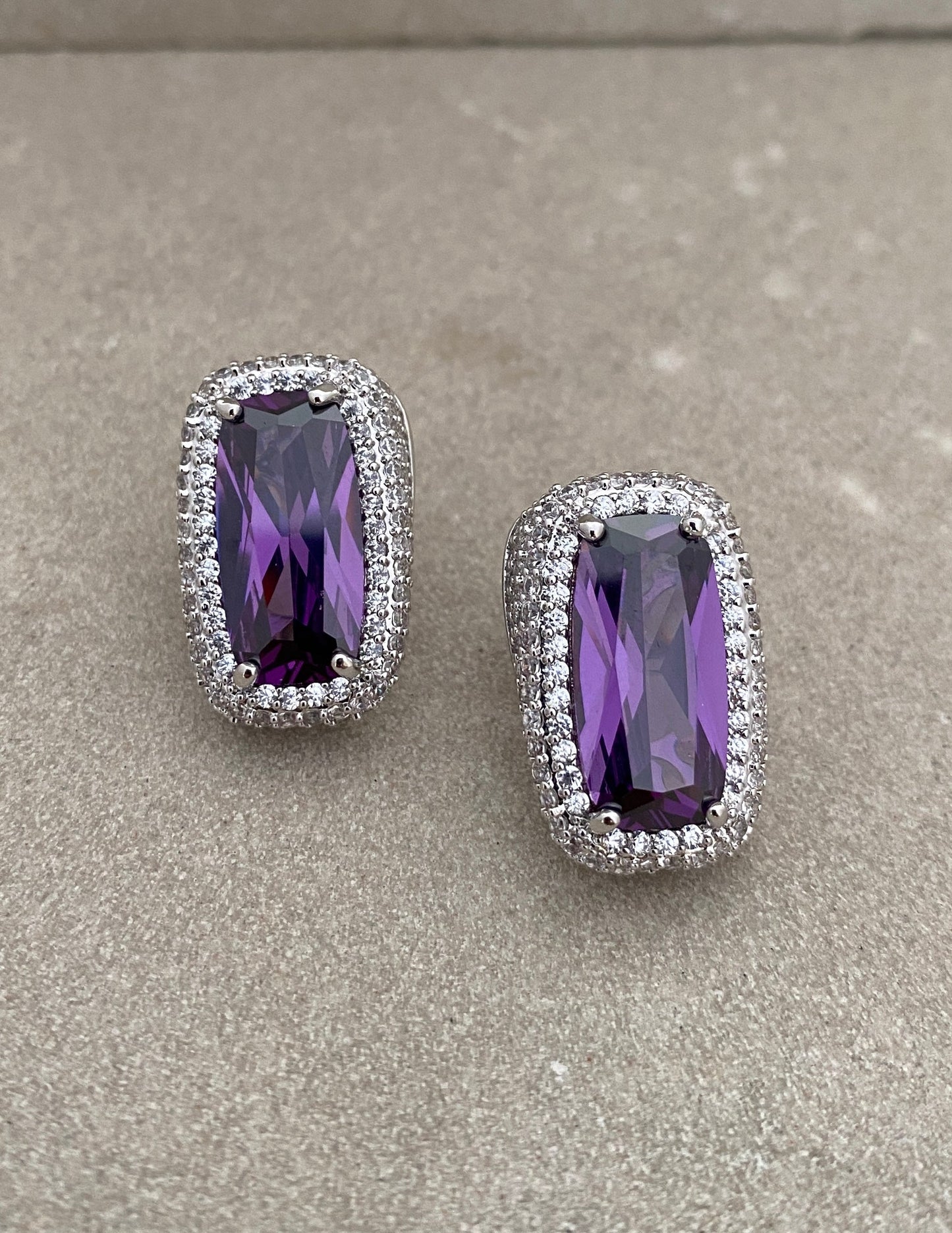 Elixir CZ & Semi-Precious Stone Stud Earrings | Silver Alloy