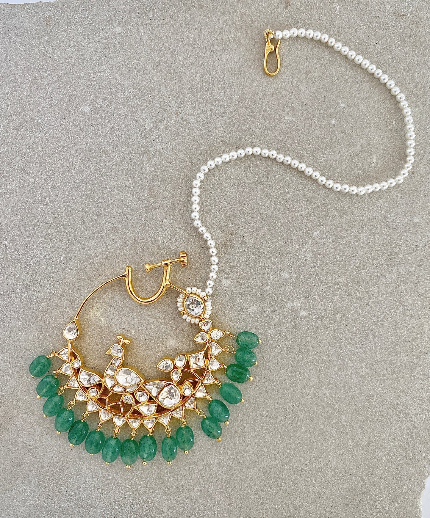 Emerald Aviary Nath Nose Ring | Gold Plated 925 Silver & Moissanite