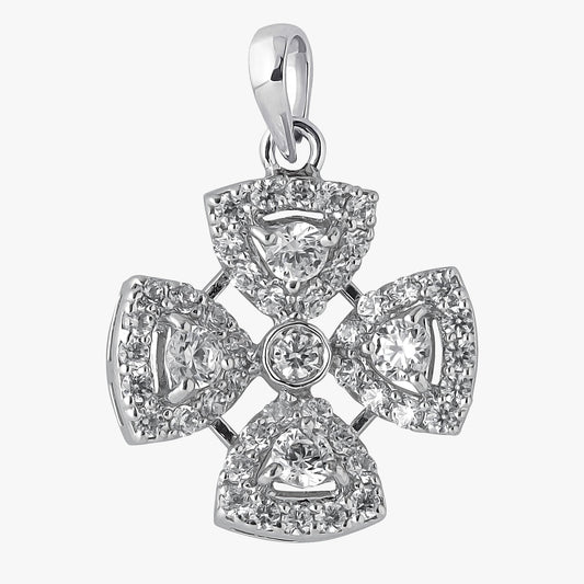 Sterling Silver Four Triangle Shape Pendant & Chain