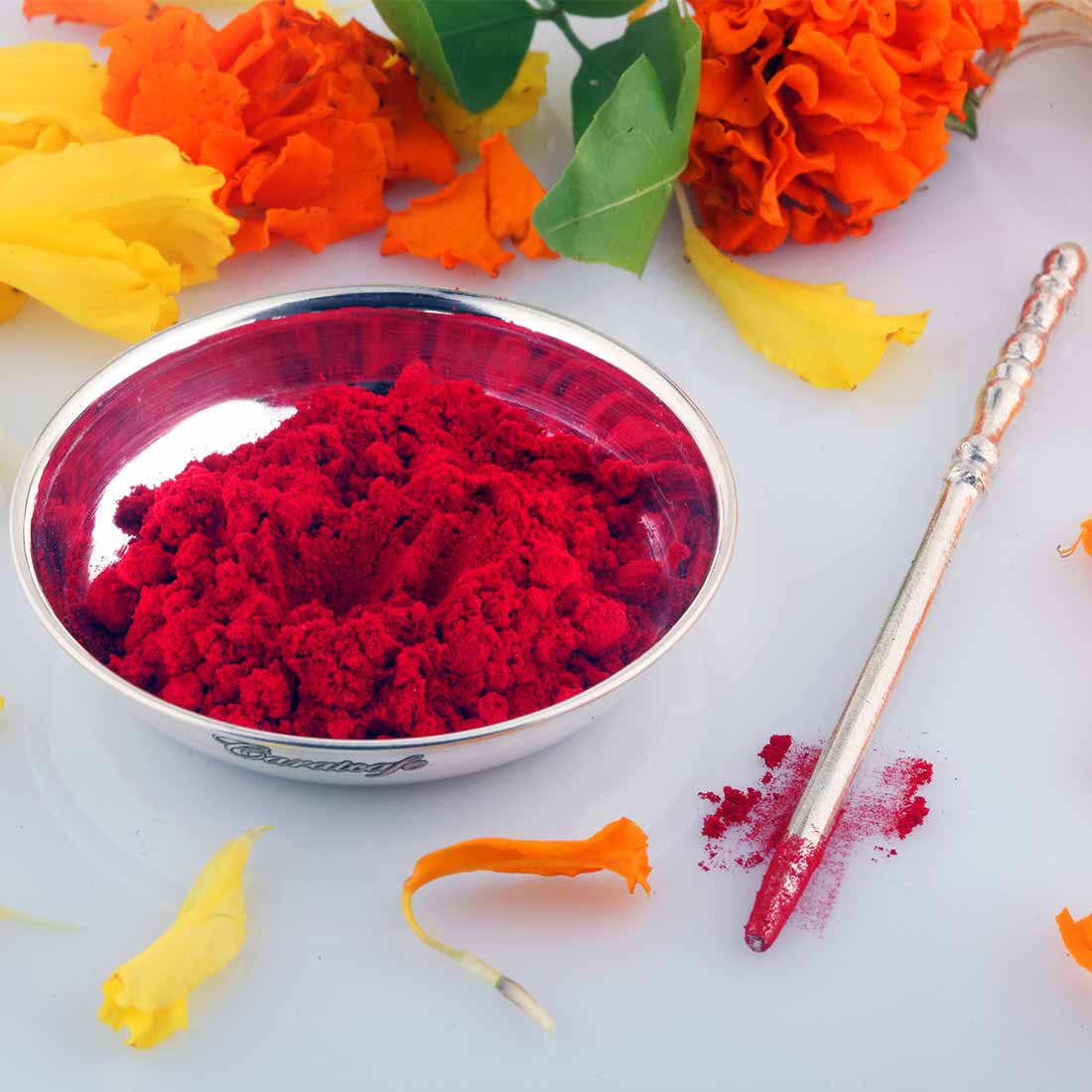 Silver Tikka Stick (Dandi) With Small Plate