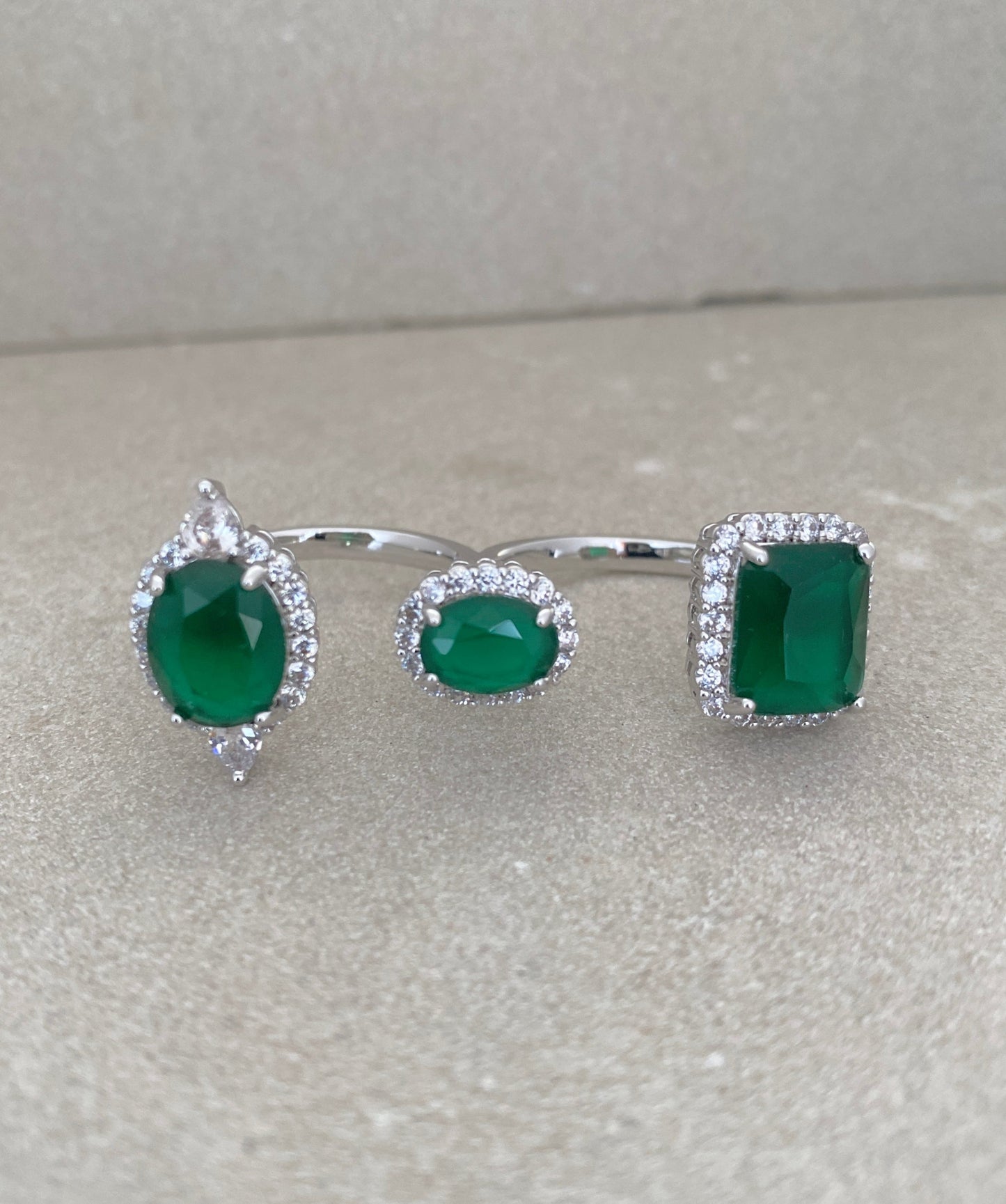 Dazzling Gem Blend Ring | Silver Alloy with CZ & Semi-Precious Stones