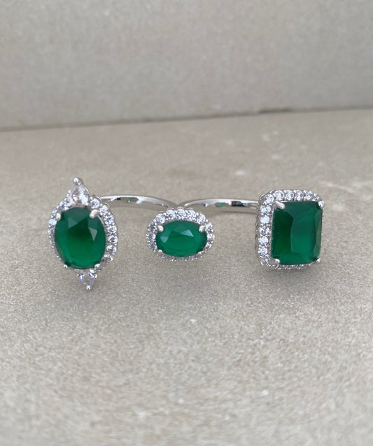 Dazzling Gem Blend Ring | Silver Alloy with CZ & Semi-Precious Stones