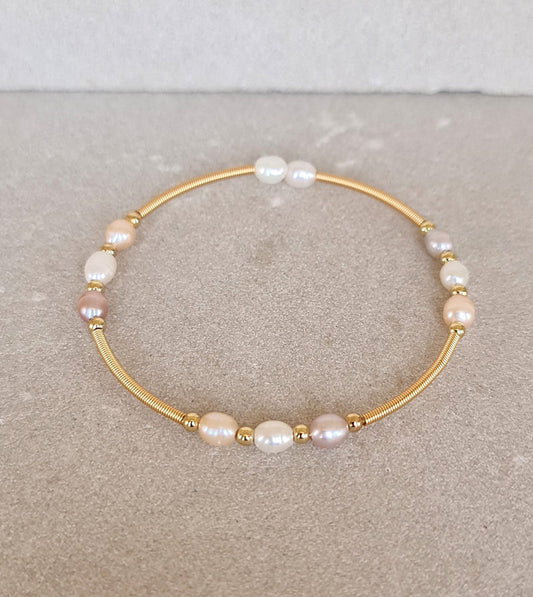 Elegant Ivory Cuff Bracelet - Silver Alloy, CZ & Semi-Precious Stones