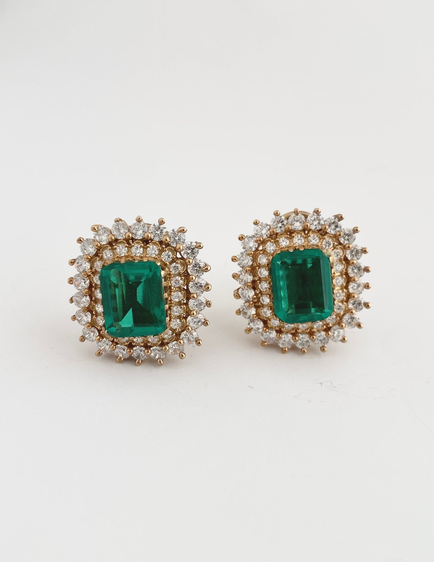 Handcrafted Jade Edge Stud Earrings | 925 Silver Gold Plated Gemstone