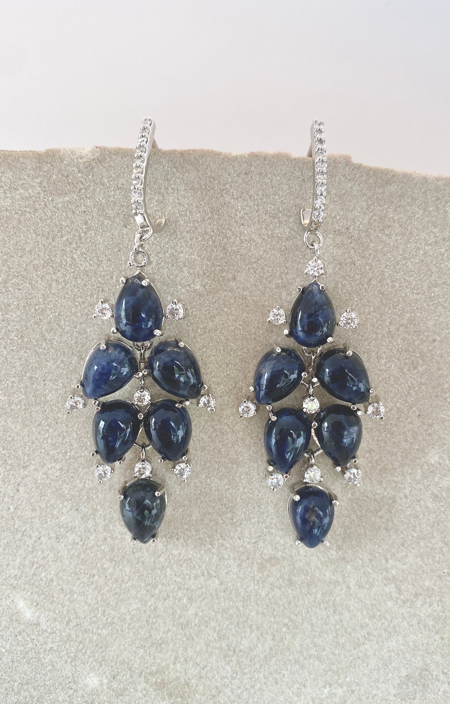 Elegant Sterling Silver Jade Leaf Drop Earrings | Semiprecious Stones