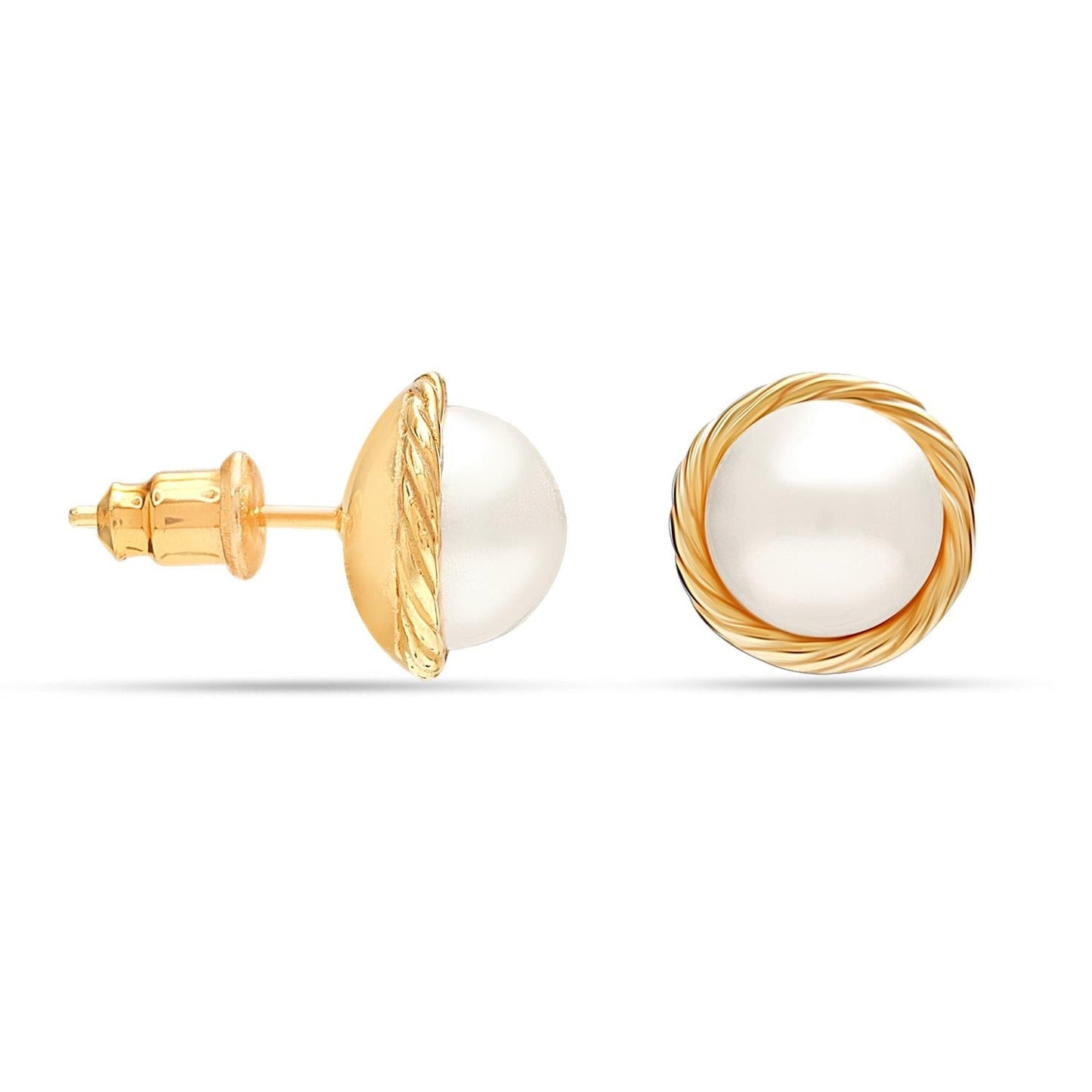 925 Sterling Silver Gold-Plated Freshwater Pearl Stud Earring for Teen and Women