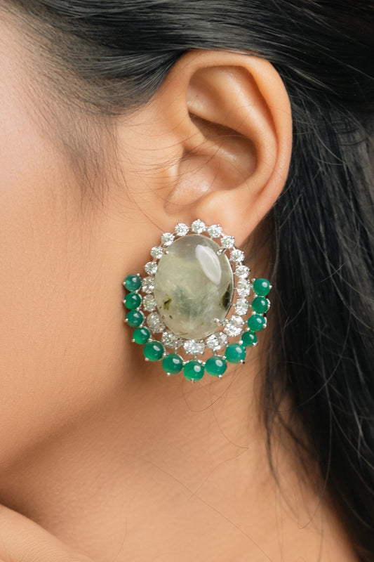 Oval Onyx Silver Studs