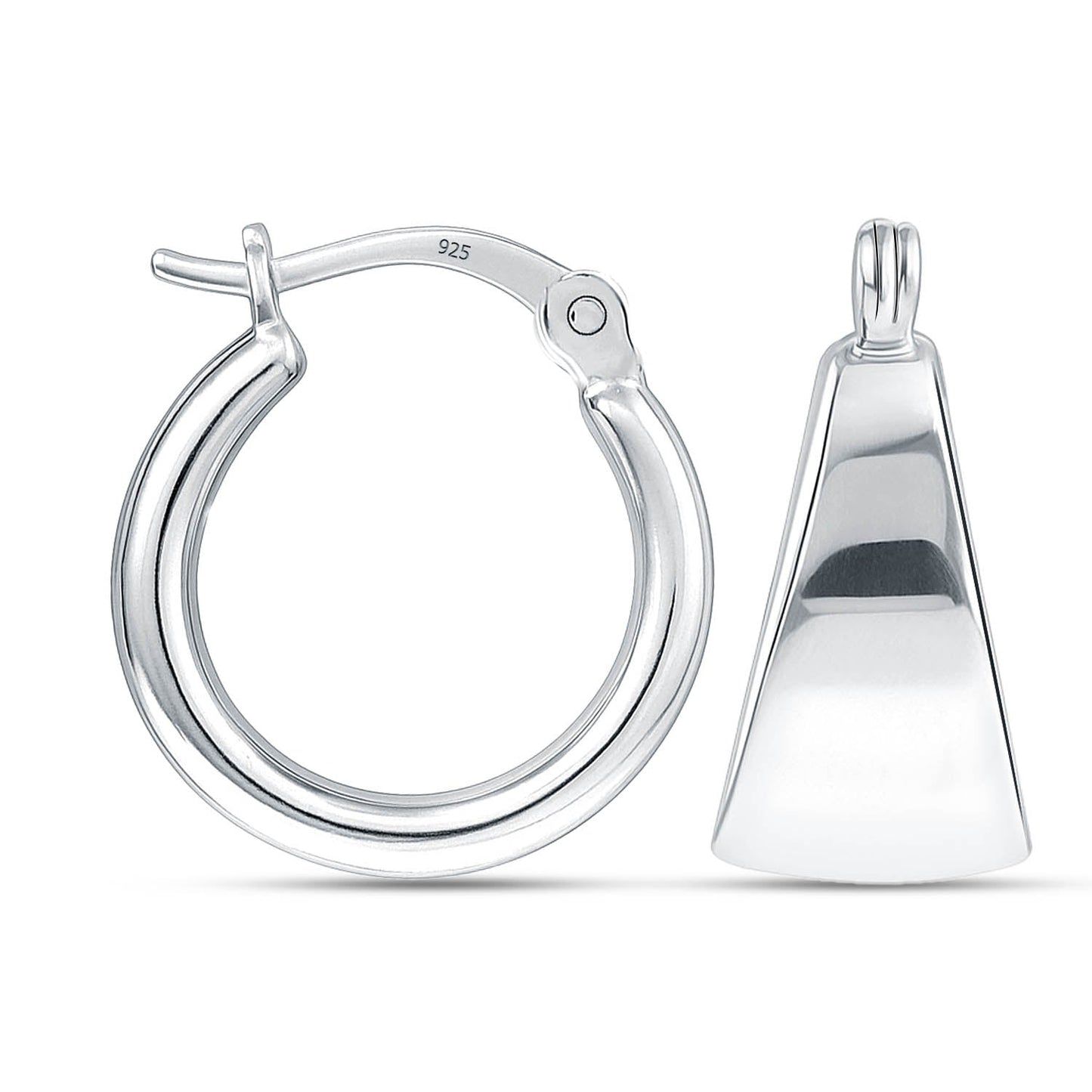 925 Sterling Silver Lightweight Wide Round Sleeper Hoop Earrings for Women