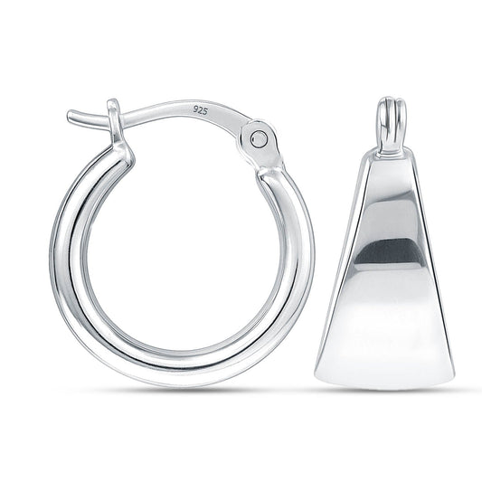 925 Sterling Silver Lightweight Wide Round Sleeper Hoop Earrings for Women