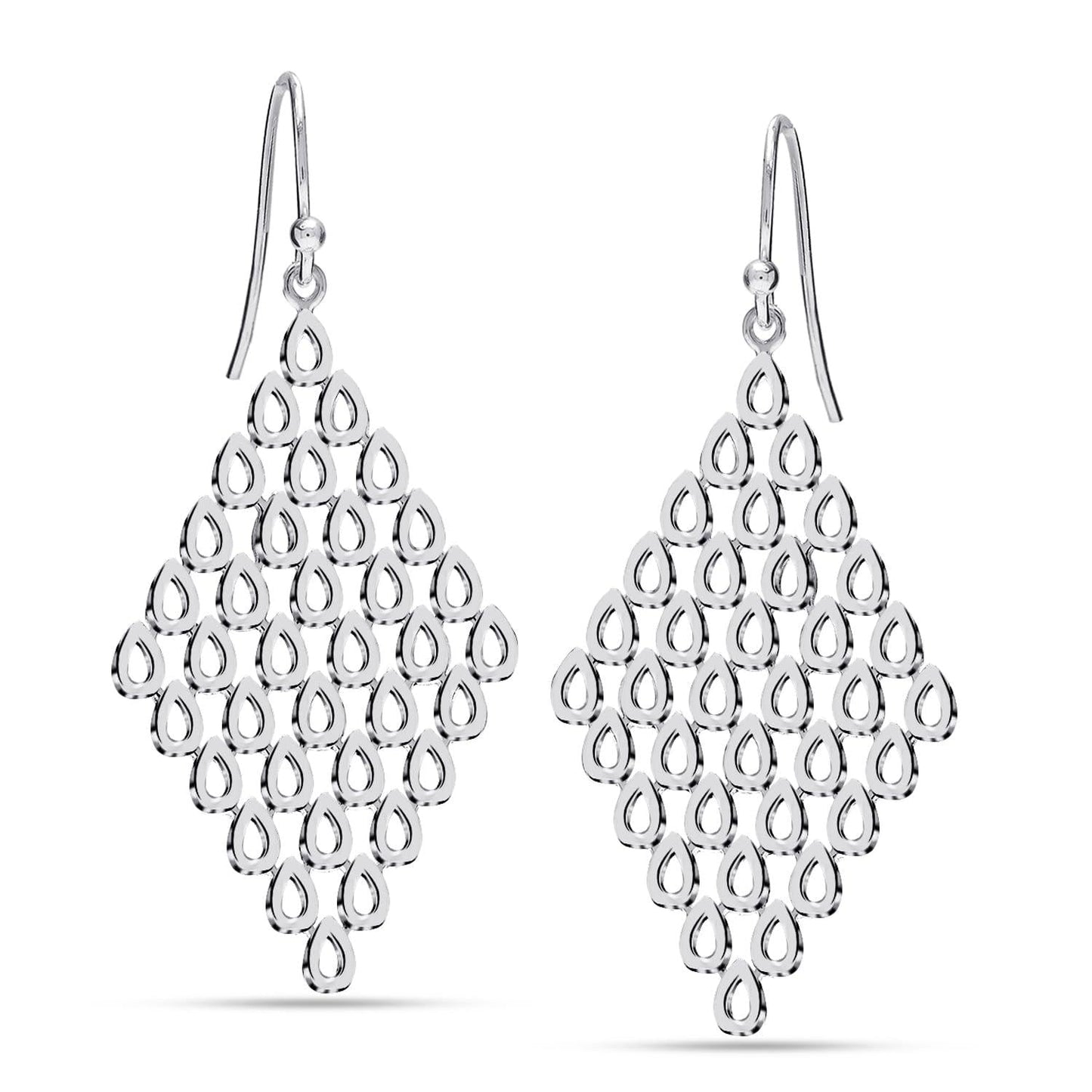 925 Sterling Silver Long Diamond-Shape Chandelier Drop Dangle Earrings for Women