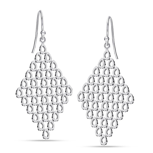 925 Sterling Silver Long Diamond-Shape Chandelier Drop Dangle Earrings for Women